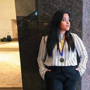 Black and white striped blouse